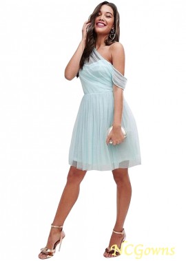 Pleat Short Mini Tulle Fabric A-Line Prom Dresses