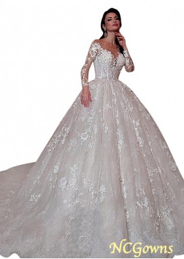 Natural Tulle  Lace Royal Monarch 70Cm Along The Floor Train Illusion Sleeve Type Full Length With Sleeves