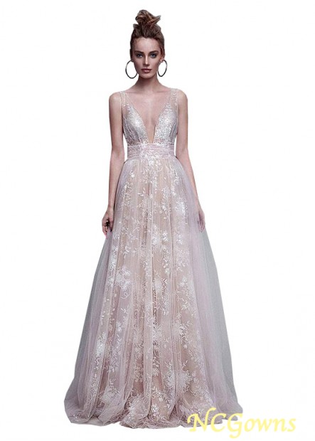 Tulle Fabric A-Line Champagne Dresses