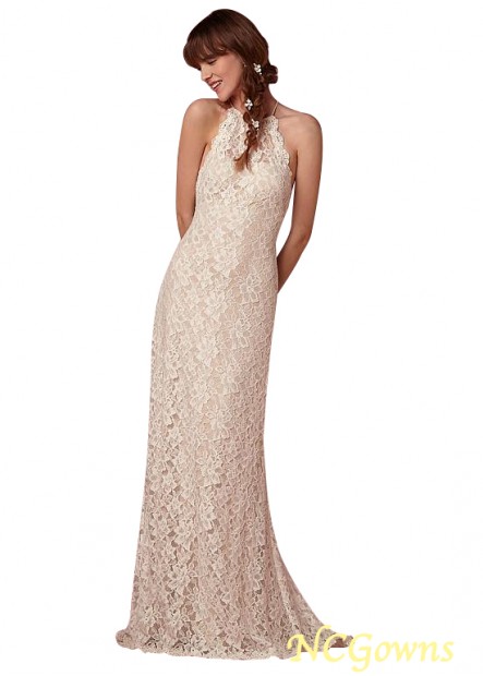 Lace Sheath Column Sleeveless Sleeve Length Sweep 15-30Cm Along The Floor Wedding Dresses