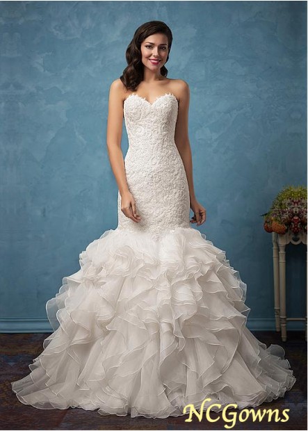 Sweetheart Neckline Full Length Sleeveless Chapel 30-50Cm Along The Floor Wedding Dresses