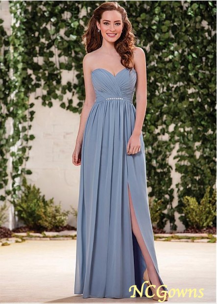 Blue Tone Color Family Sweetheart Natural Waistline Full Length Bridesmaid Dresses