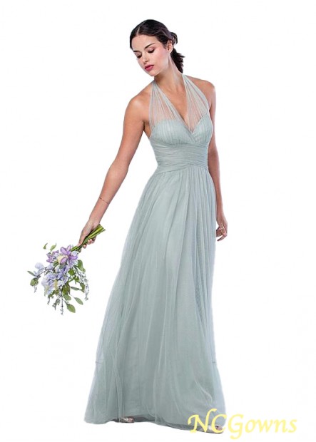 Natural Waistline Gray Tulle Full Length Length Bridesmaid Dresses T801525356858