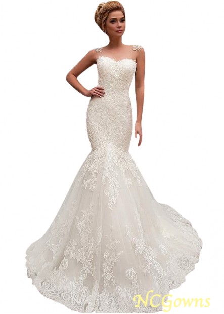 Full Length Tulle Fabric Sweep 15-30Cm Along The Floor Sleeveless Sleeve Length Natural Waistline Wedding Dresses