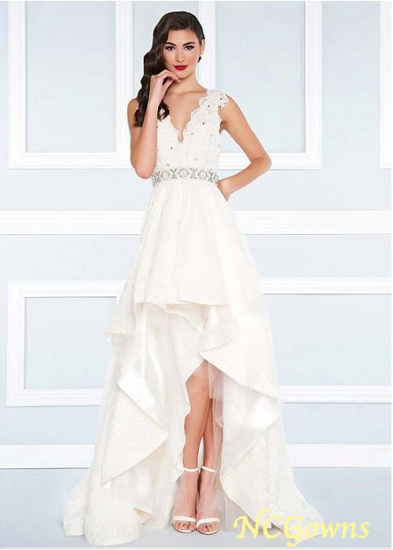 Ncgowns White Lace Hi-Lo Prom Dresses