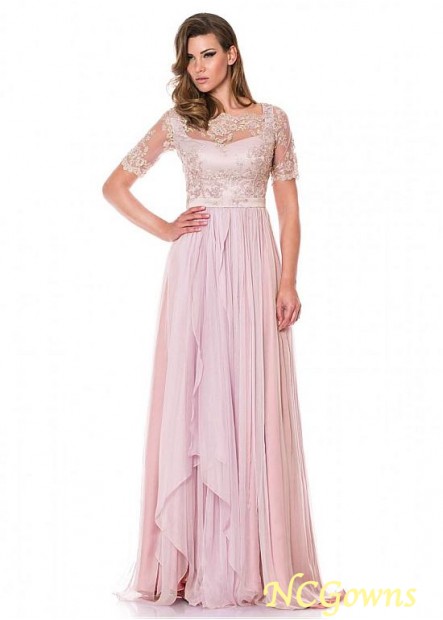 Silk Llike Chiffon  Tulle Pleat A-Line Silhouette With Sleeves T801525380217