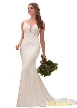 V-Neck Natural Waistline Mermaid Trumpet Silhouette Sleeveless Sleeve Length Plus Size Wedding Dresses