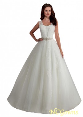 Chapel 30-50Cm Along The Floor Natural Waistline Sleeveless Full Length Length Tulle Wedding Dresses