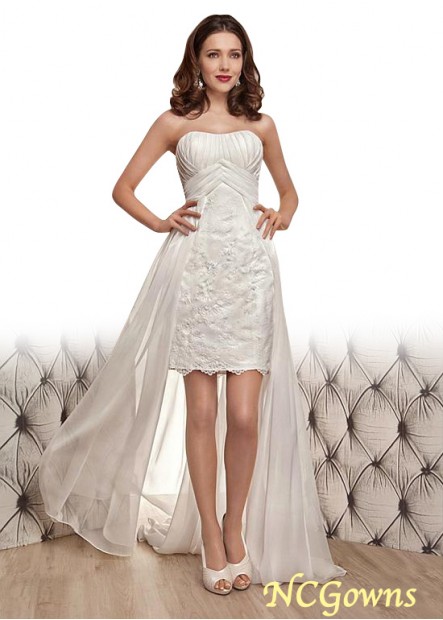 Chiffon  Lace Hi-Lo Short Wedding Dresses T801525325194