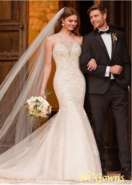 Ncgowns Chapel 30-50Cm Along The Floor Train Tulle Fabric Full Length Length Wedding Dresses