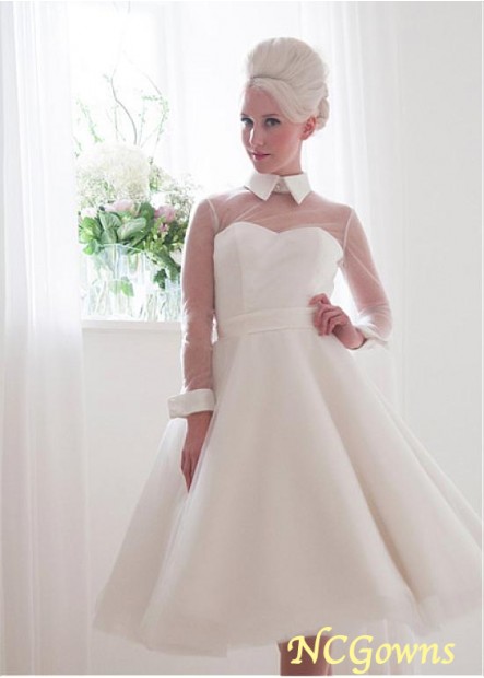 High Collar Neckline Without Train Train Long A-Line Wedding Dresses