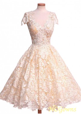 Ball Gown Cap Natural Knee-Length Length Short Wedding Dresses
