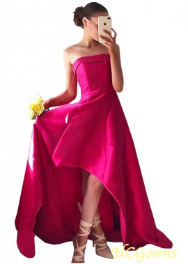 Hi-Lo  Satin A-Line Silhouette Strapless Prom Dresses