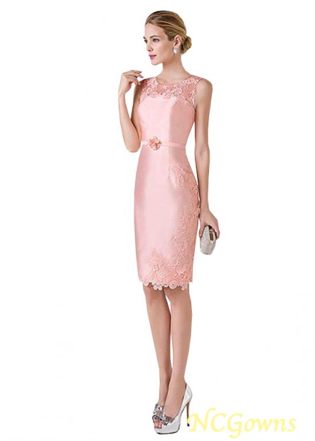 Sheath Column Silhouette Pink Color Family Jewel Neckline Prom Dresses