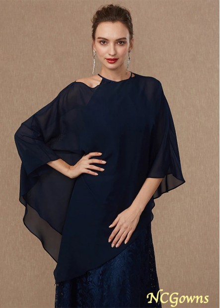 Sleeveless Ponchos Chiffon Wedding Evening Party Women's Wrap With Solid