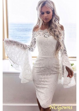 Off Shoulder Hollow Lace Overlay Flare Sleeve Sexy Bodycon Party Dress T901553838048